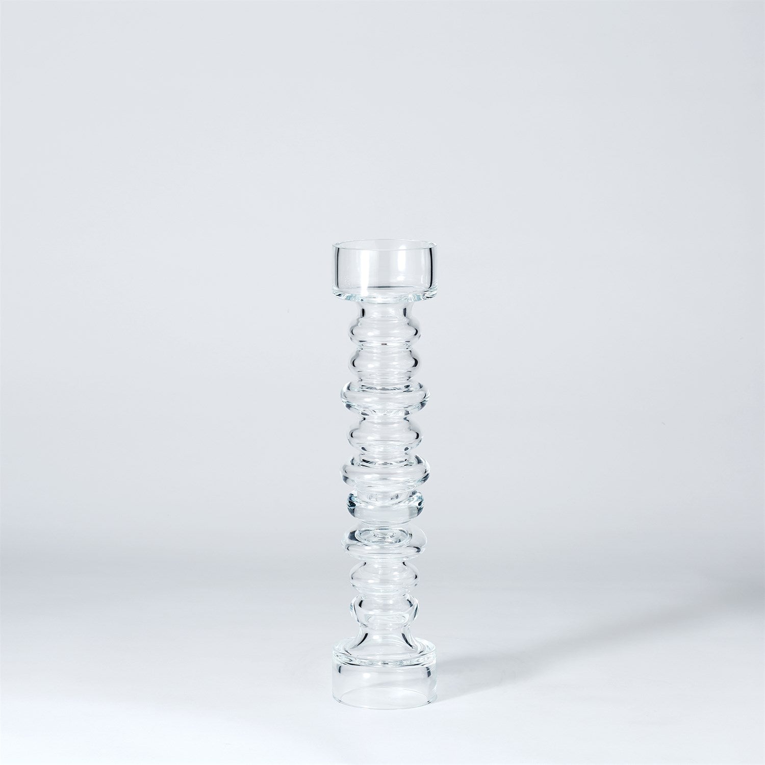 Large Glass Ribbed Candleholder