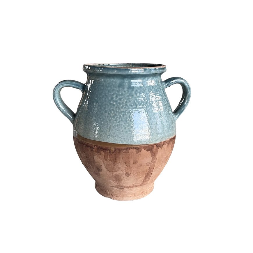 Light Blue & Natural 2-Handle Jug