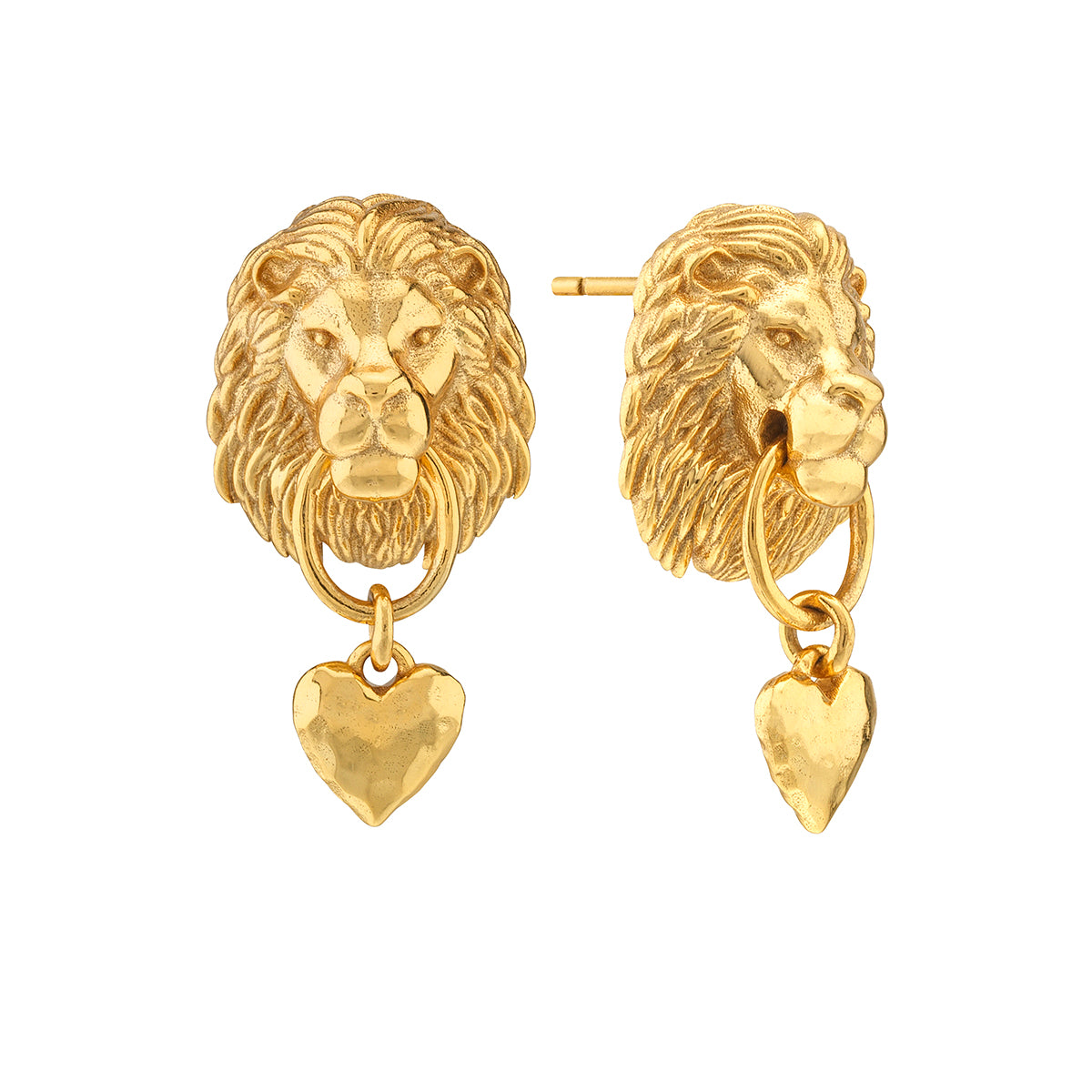 Gold Lionheart Post Earrings