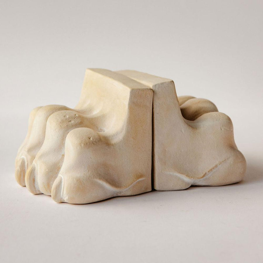 White Lion Paw Bookends