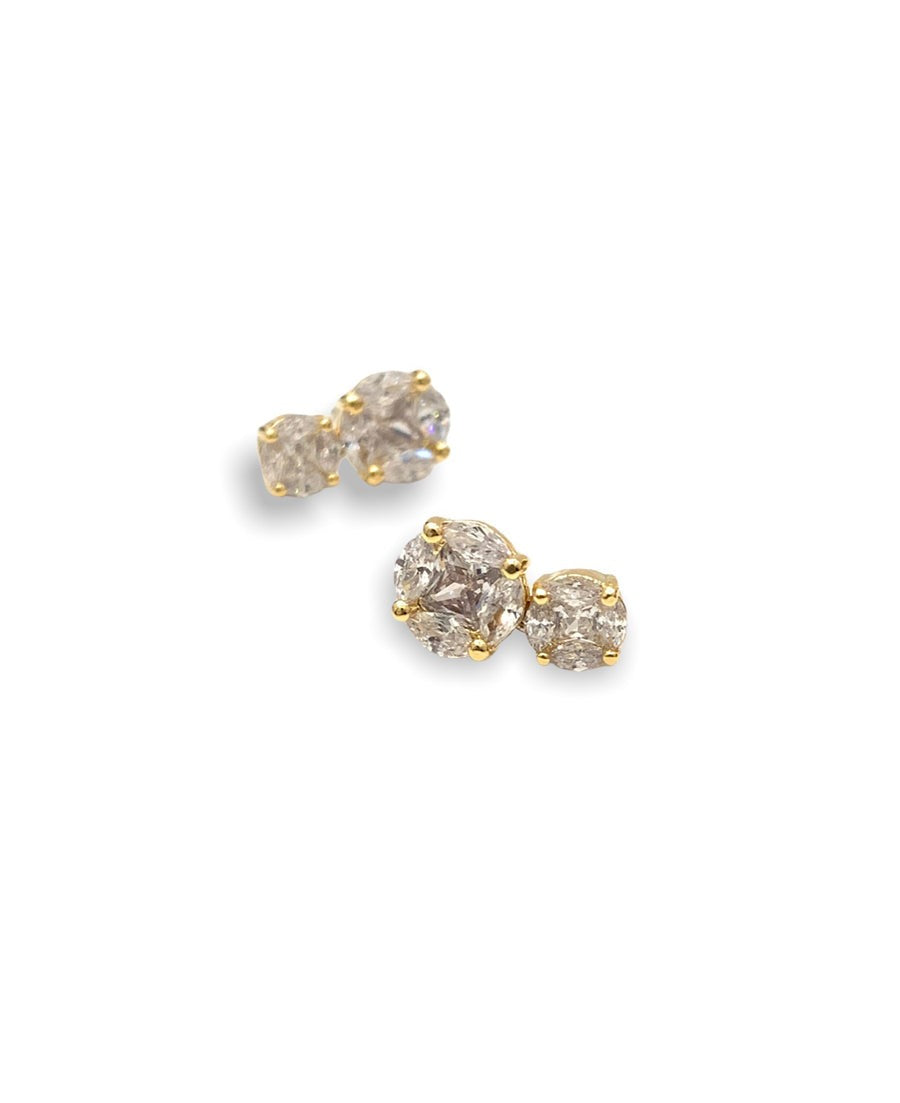 Lucia Double Drop CZ Studs