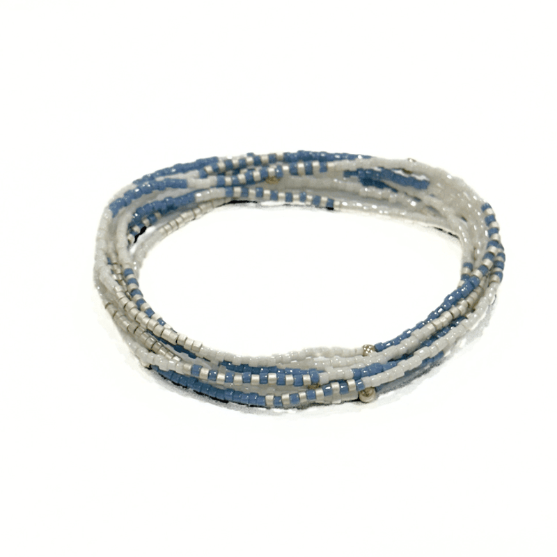 Steel Blue, Cotton & Champagne Maui Bracelet