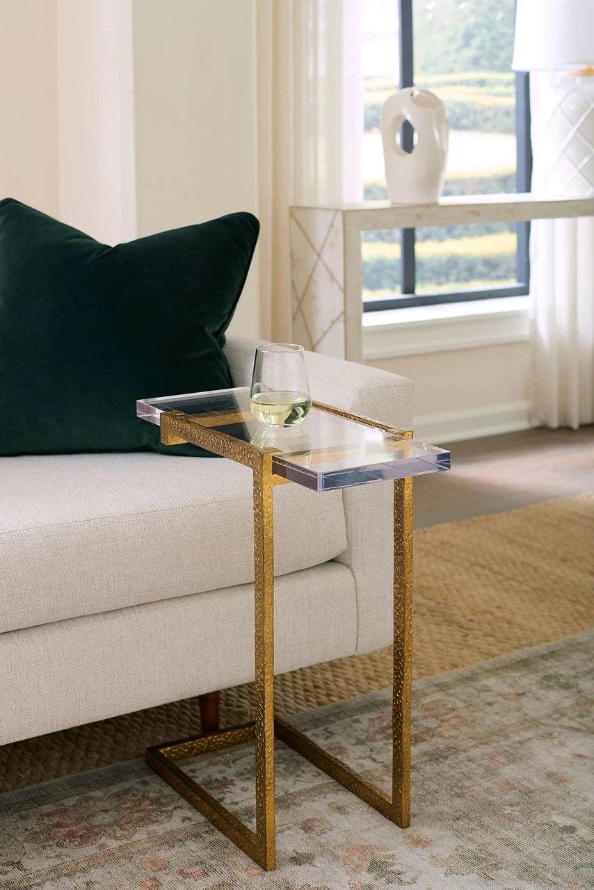 Gold Leaf & Acrylic Narrow Accent Table