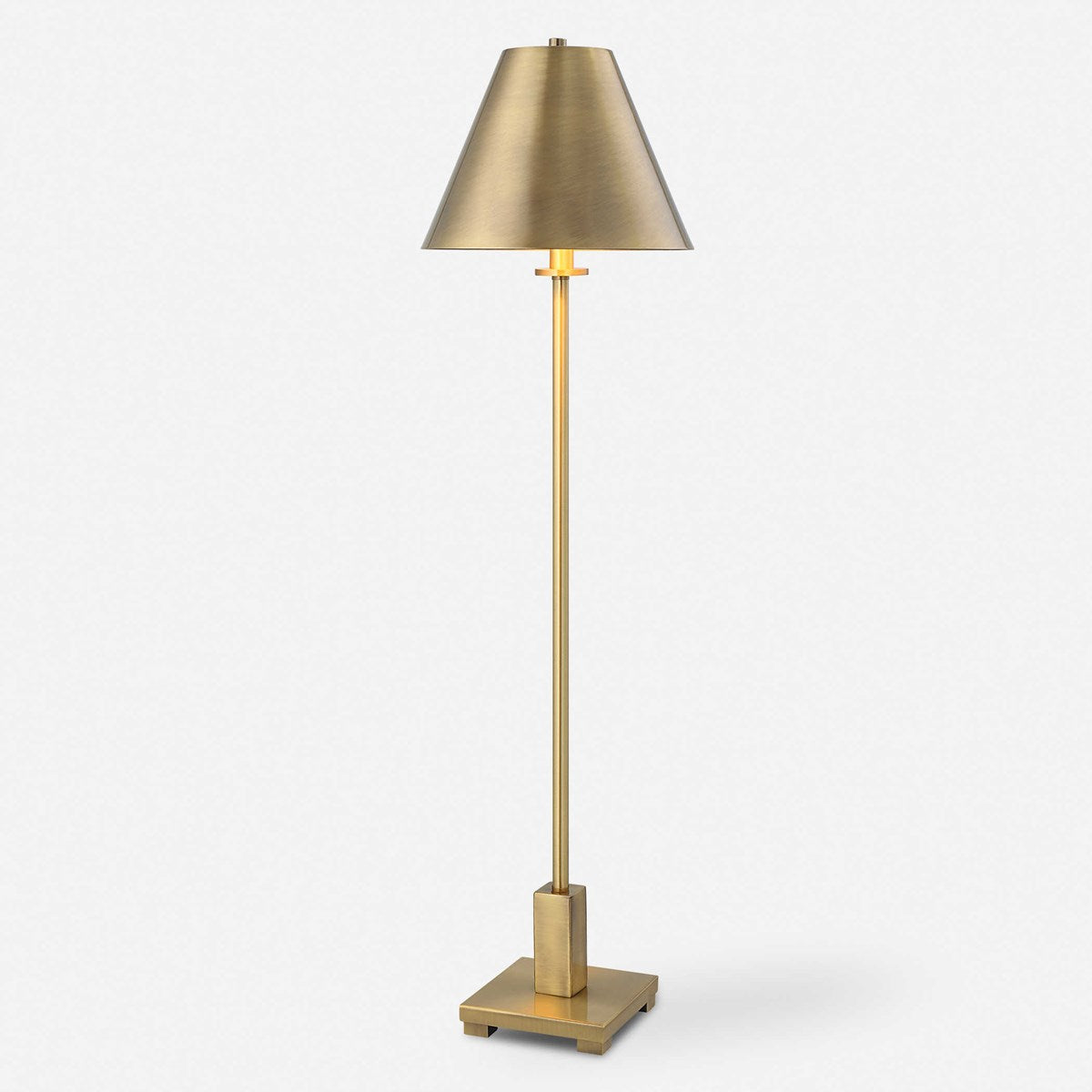 Brass Buffet Lamp with Metal Shade