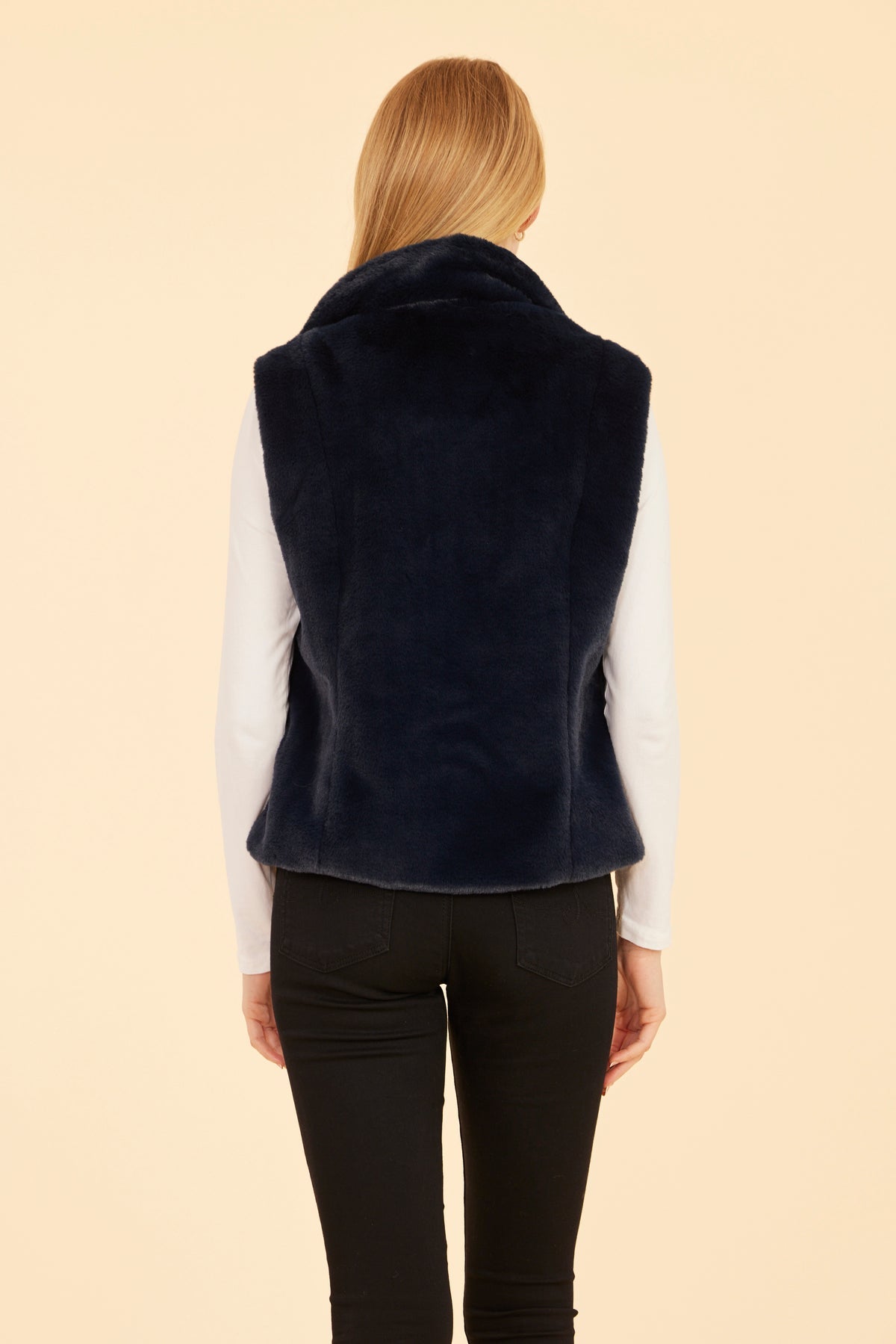 Navy Faux Fur Vest