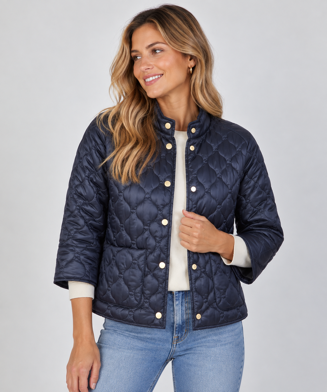 Navy 3/4 Sleeve Jacket
