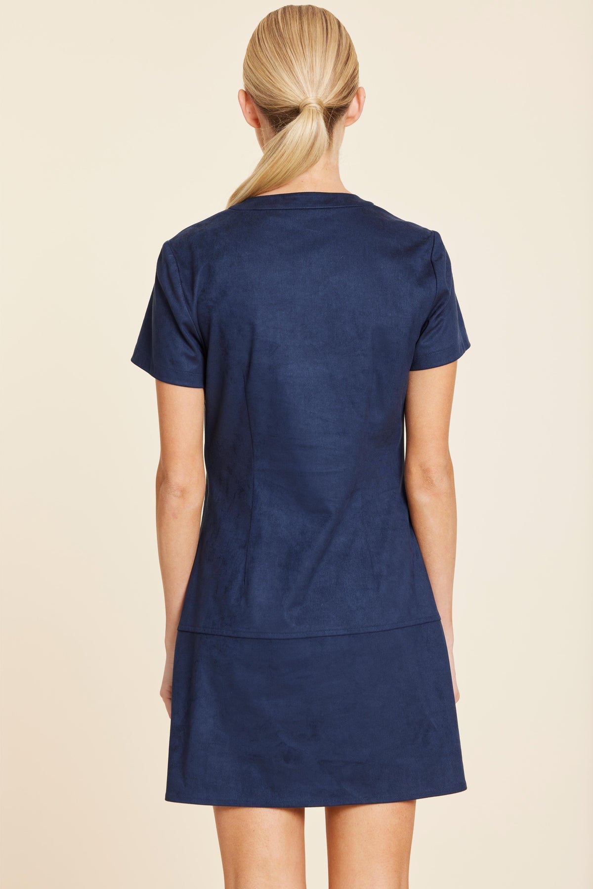 Navy Vegan Suede Dress