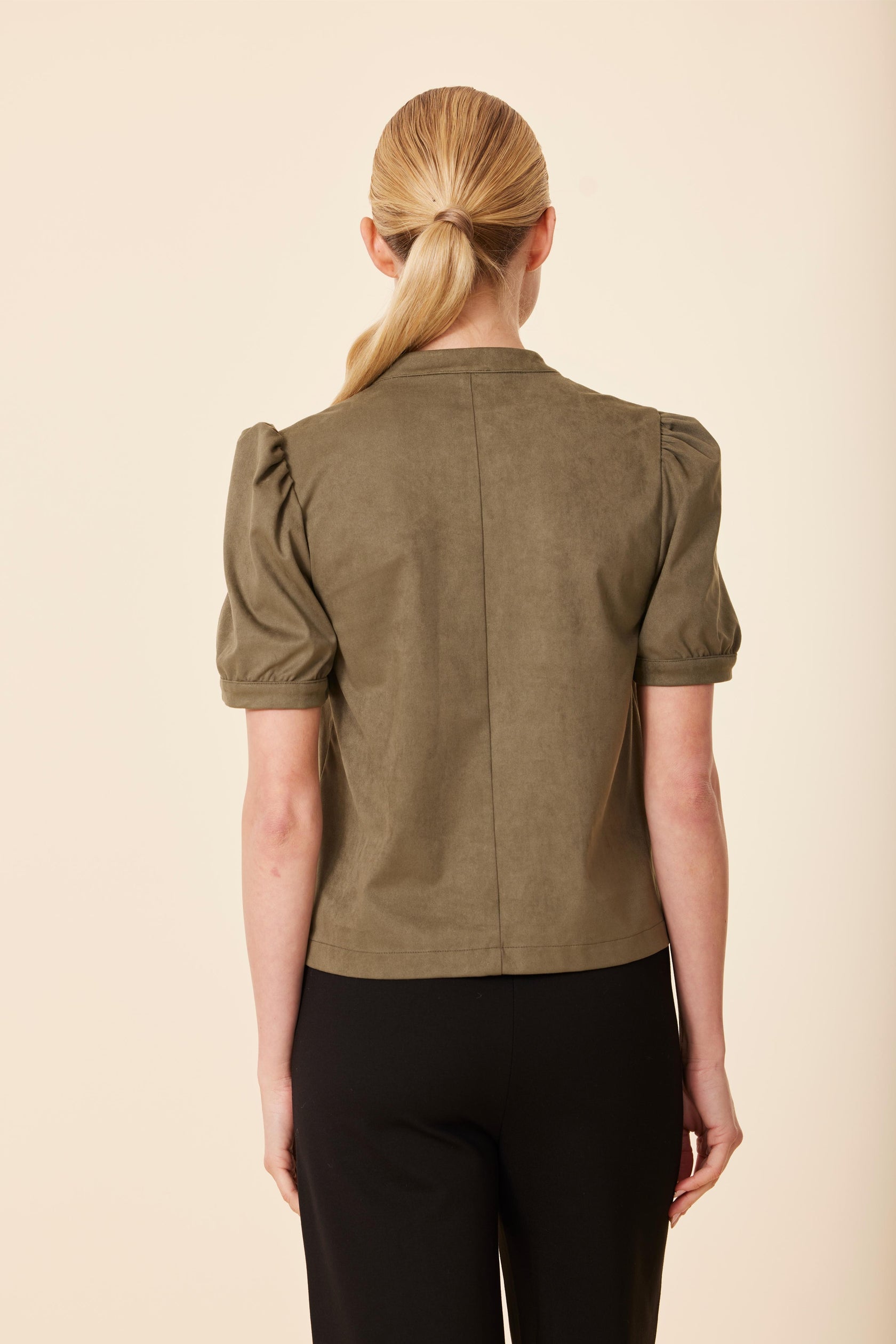 Olive Split Neck Top