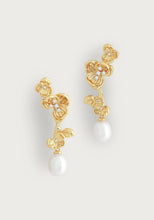Load image into Gallery viewer, Pearl Orchid Drop Earrings