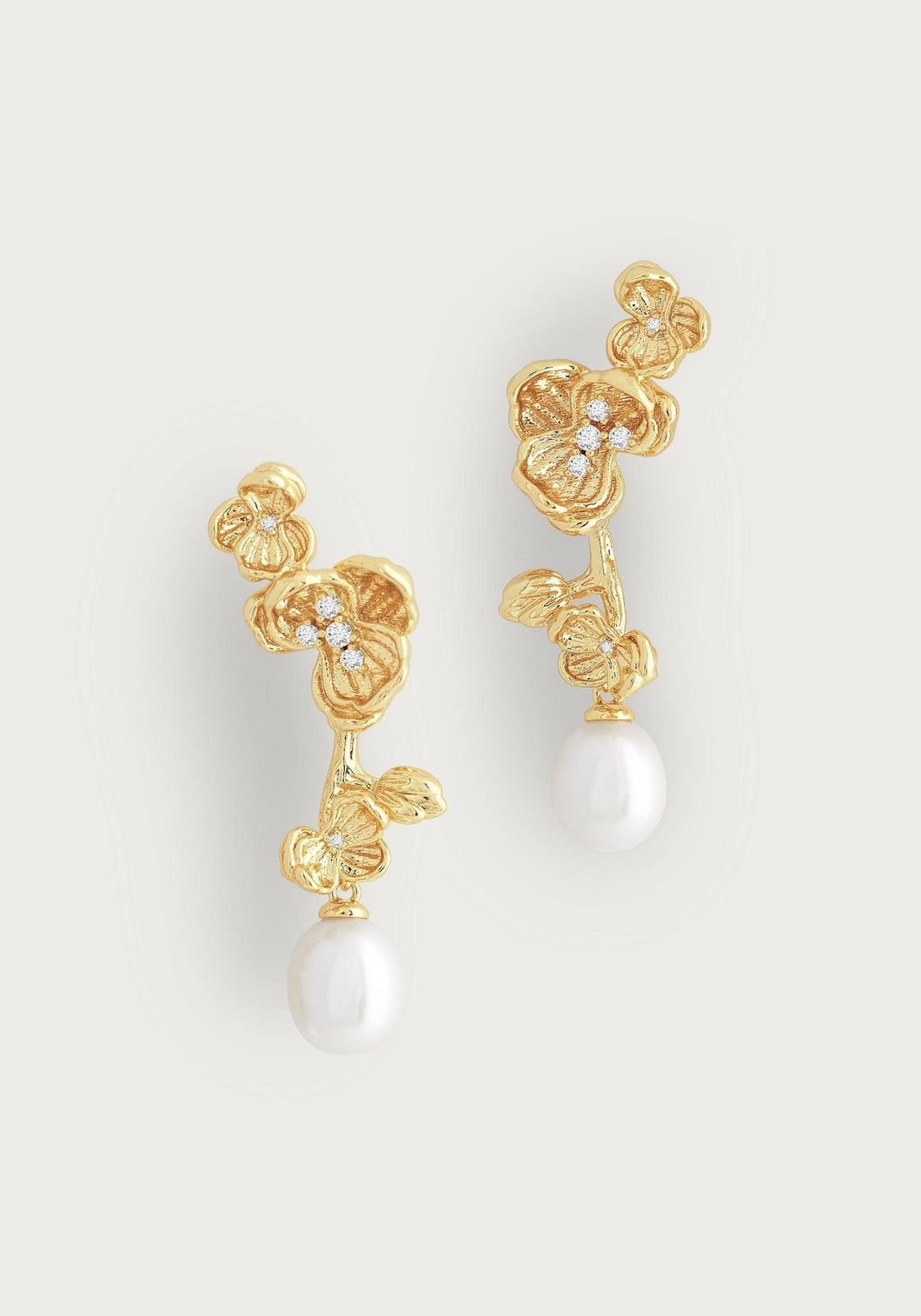 Pearl Orchid Drop Earrings
