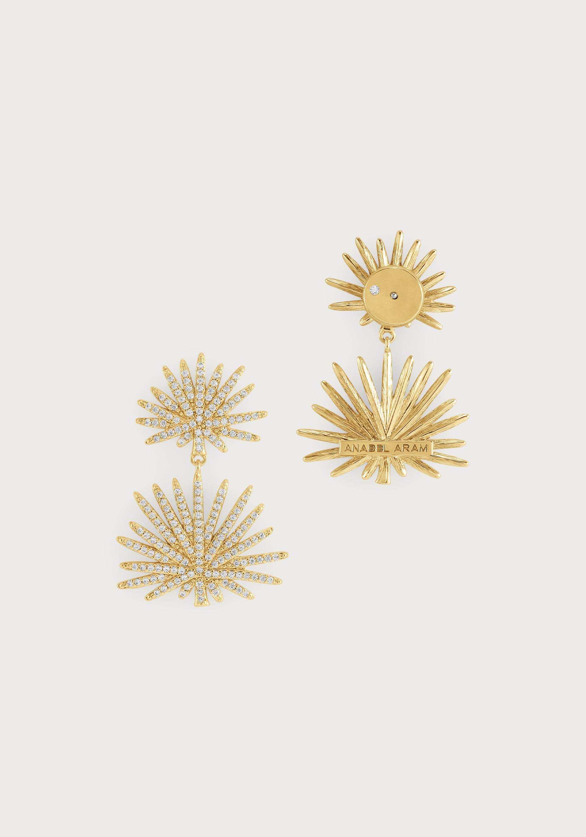 Palm Pave Double Fan Earrings
