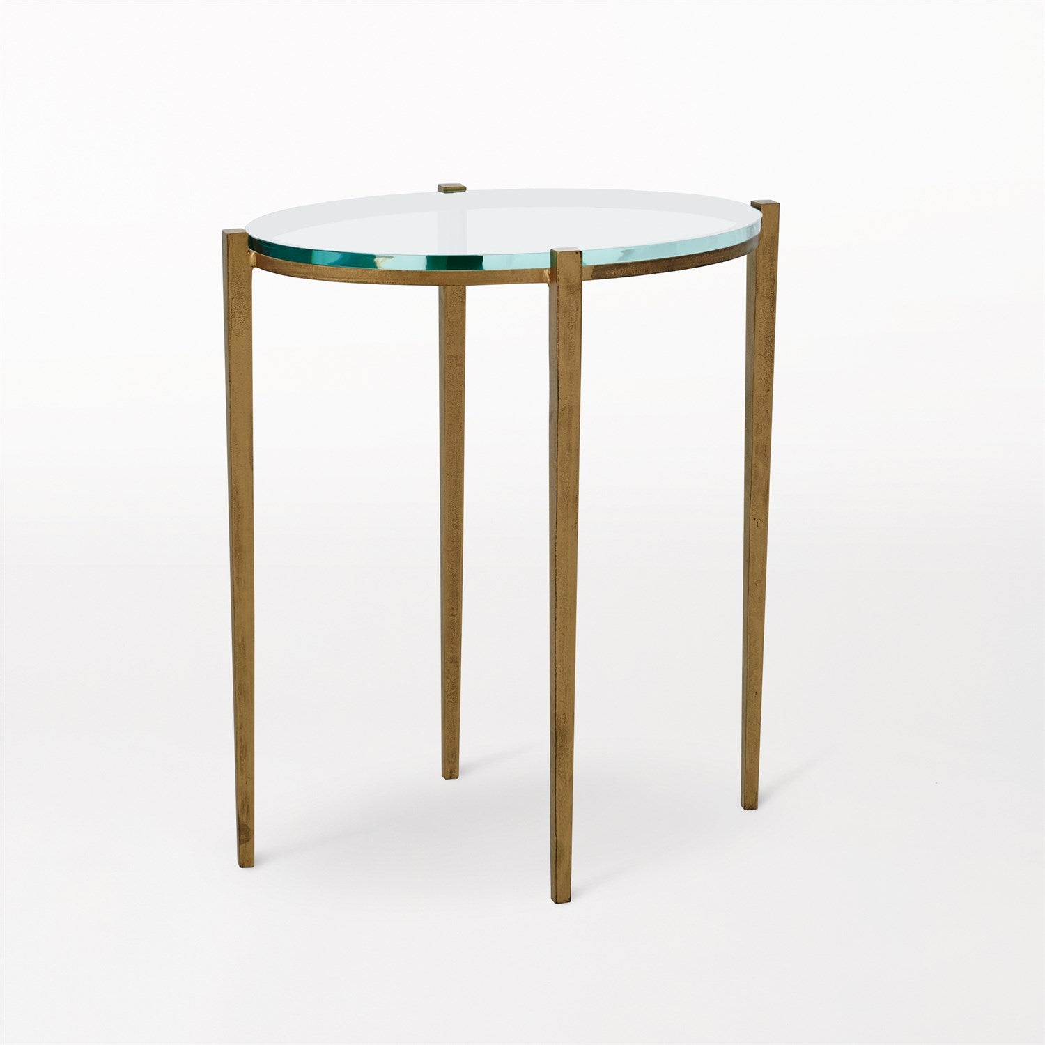 Petite Glass Oval Accent Table - Antique Gold