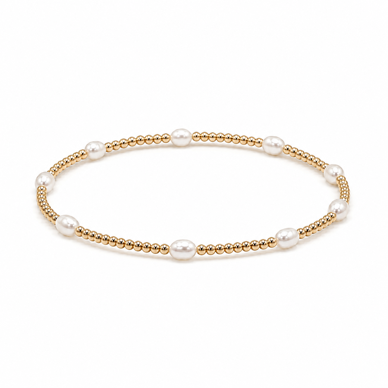 Petite Patterned Rice Pearl Bracelet