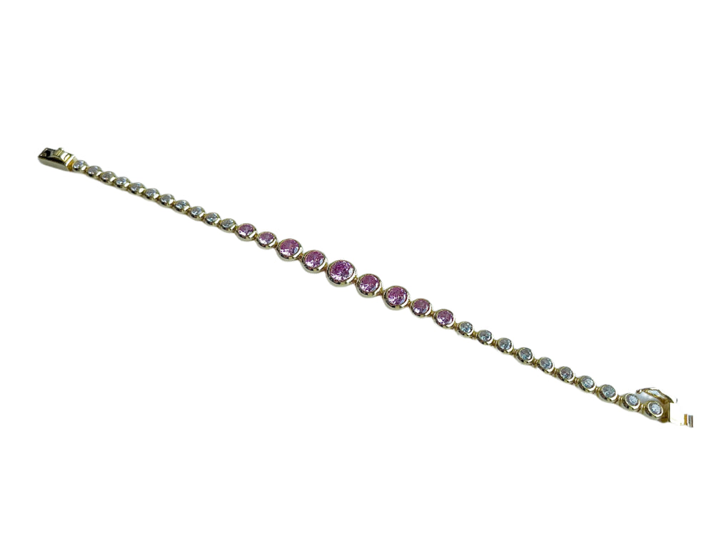 Pink & Clear Crystal Tennis Bracelet