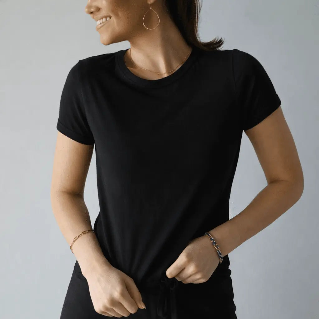 Black Short Sleeve Polished Tee