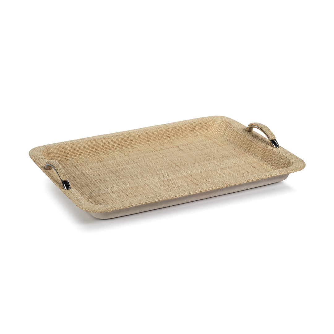 Raffia & Chambray Serving Tray