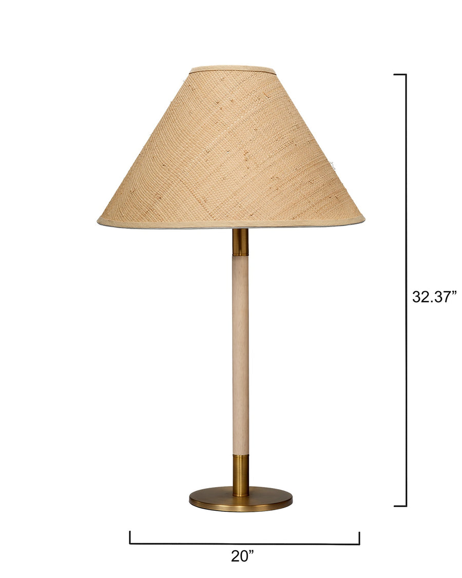 Raffia, Wood, & Brass Table Lamp