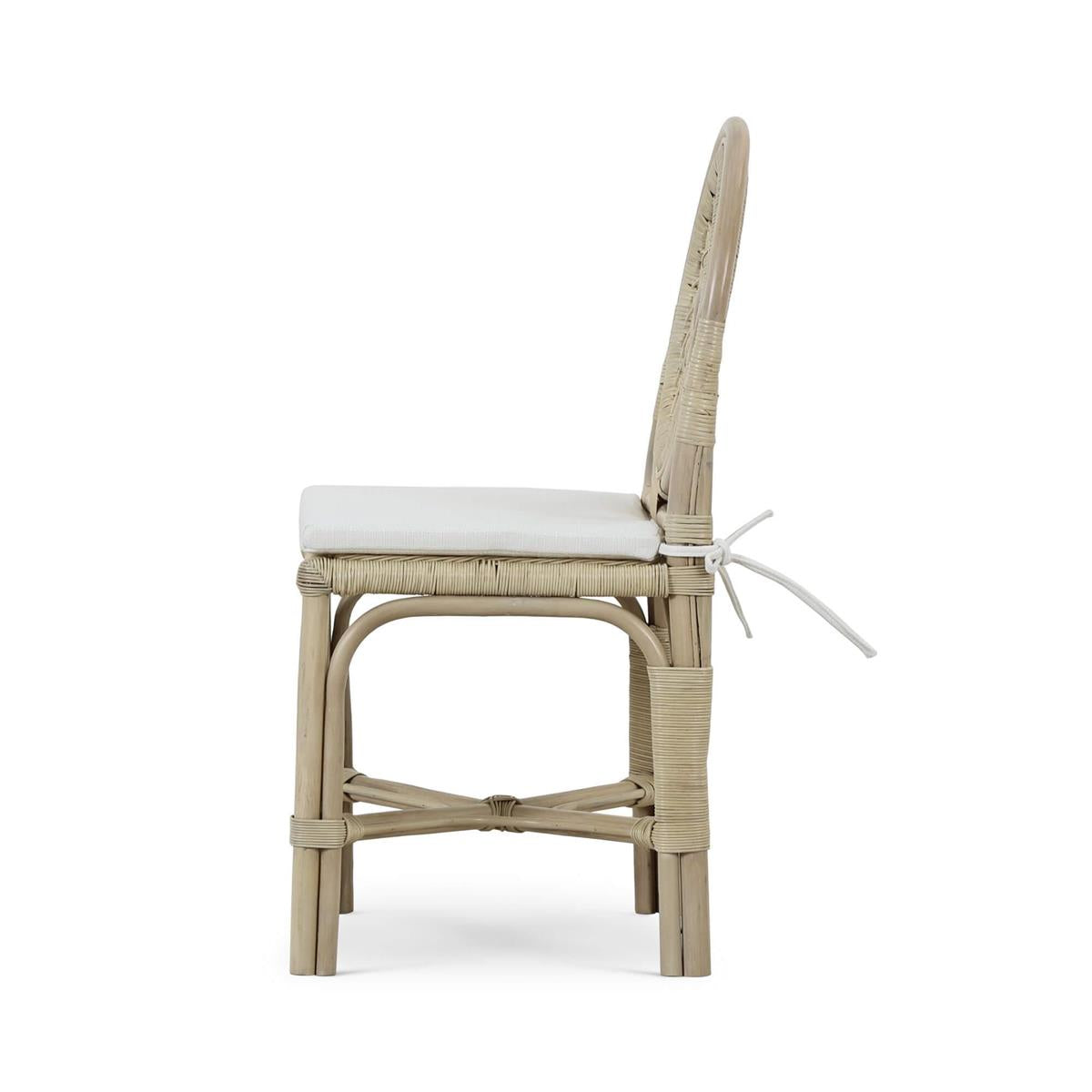 Rattan Dining Chair w/Arctic White Performance Fabric