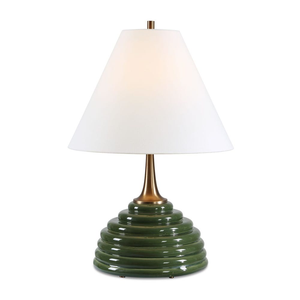 Ribbed Green Table Lamp