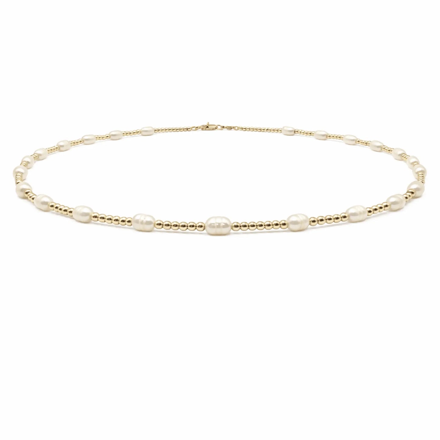 2mm Rice Pearl Patterned Necklace
