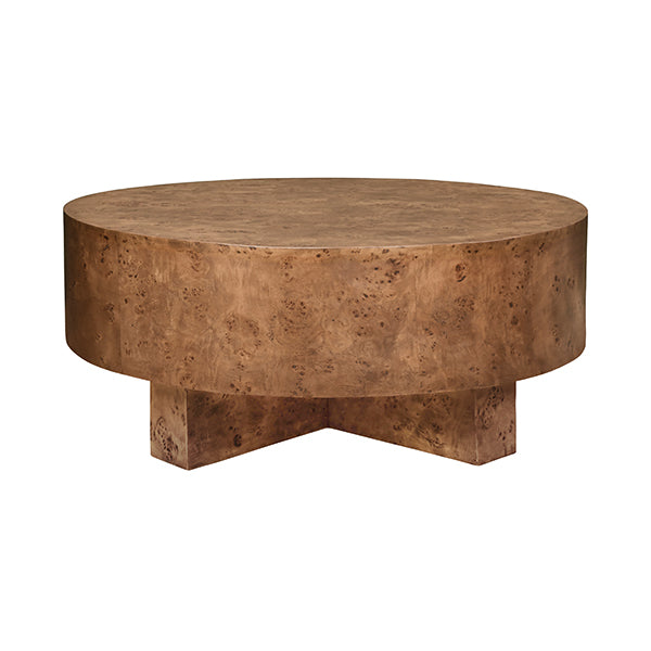Round Burl Wood Coffee Table Table (42x17H)