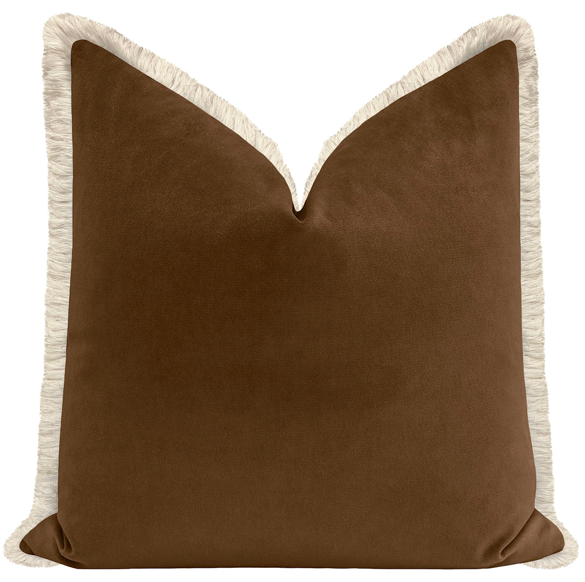 Sable & Fringe Velvet Pillow 22x22