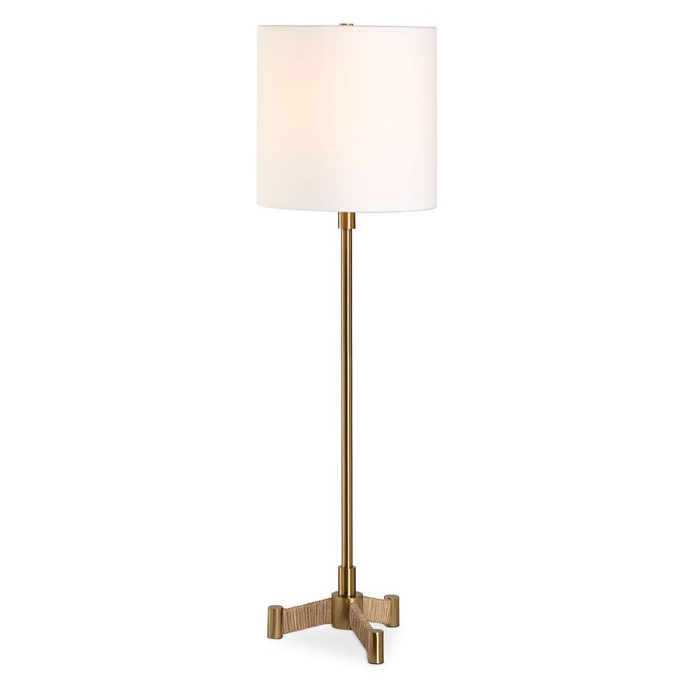 Slim Brass Lamp with Rattan Legs