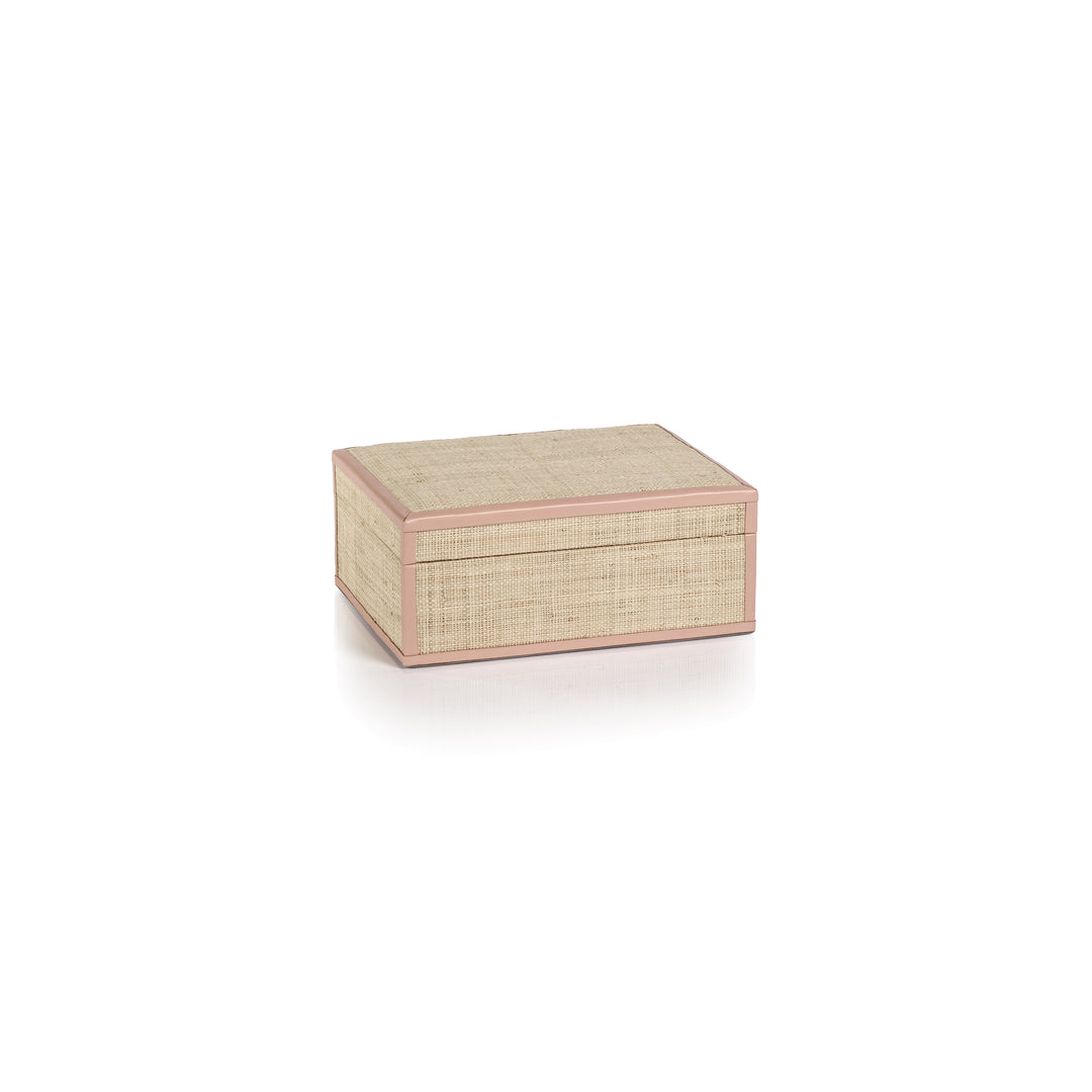 Small Pink & Raffia Box