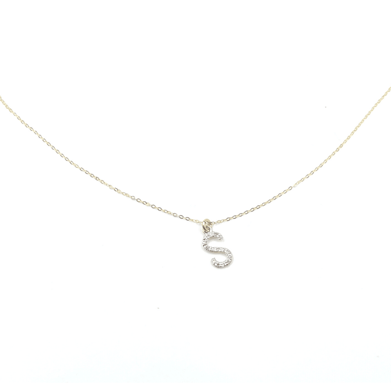 "S" 14K Gold & Diamond Initial Necklace