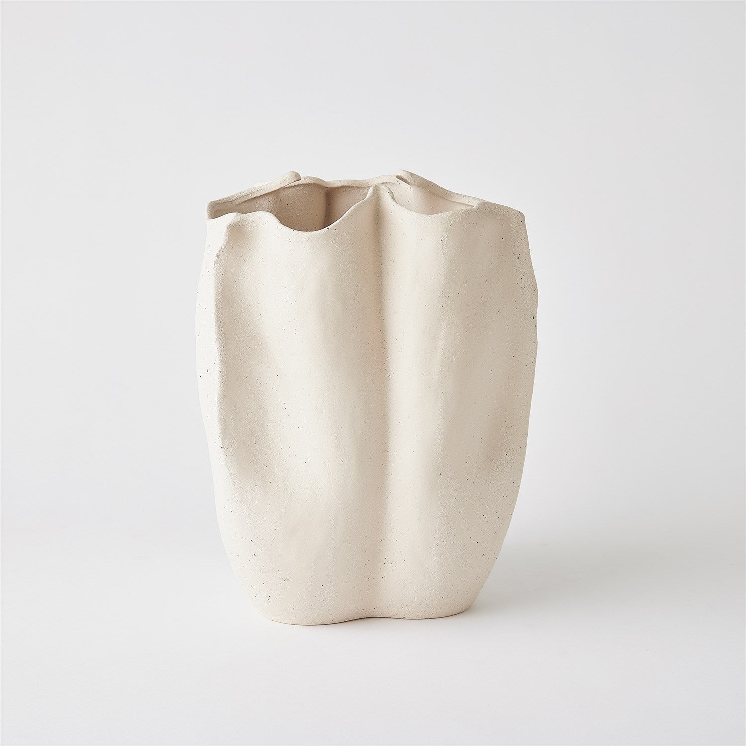 Tall Ivory Pinched Vase