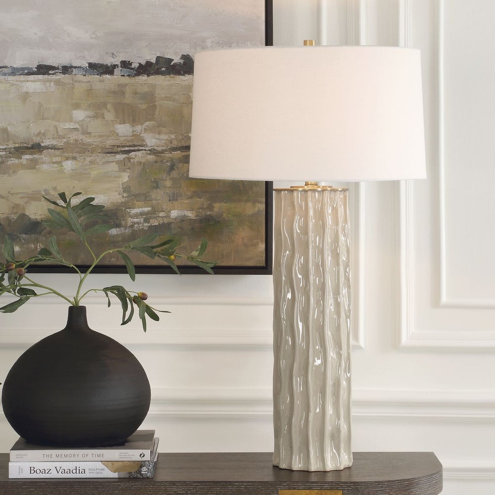 Taupe Gray Wavy Ridge Lamp