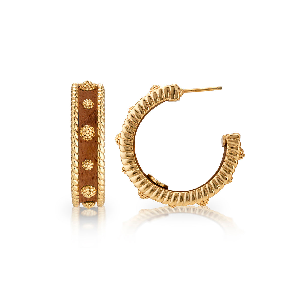 Teak Berry Hoop Earrings