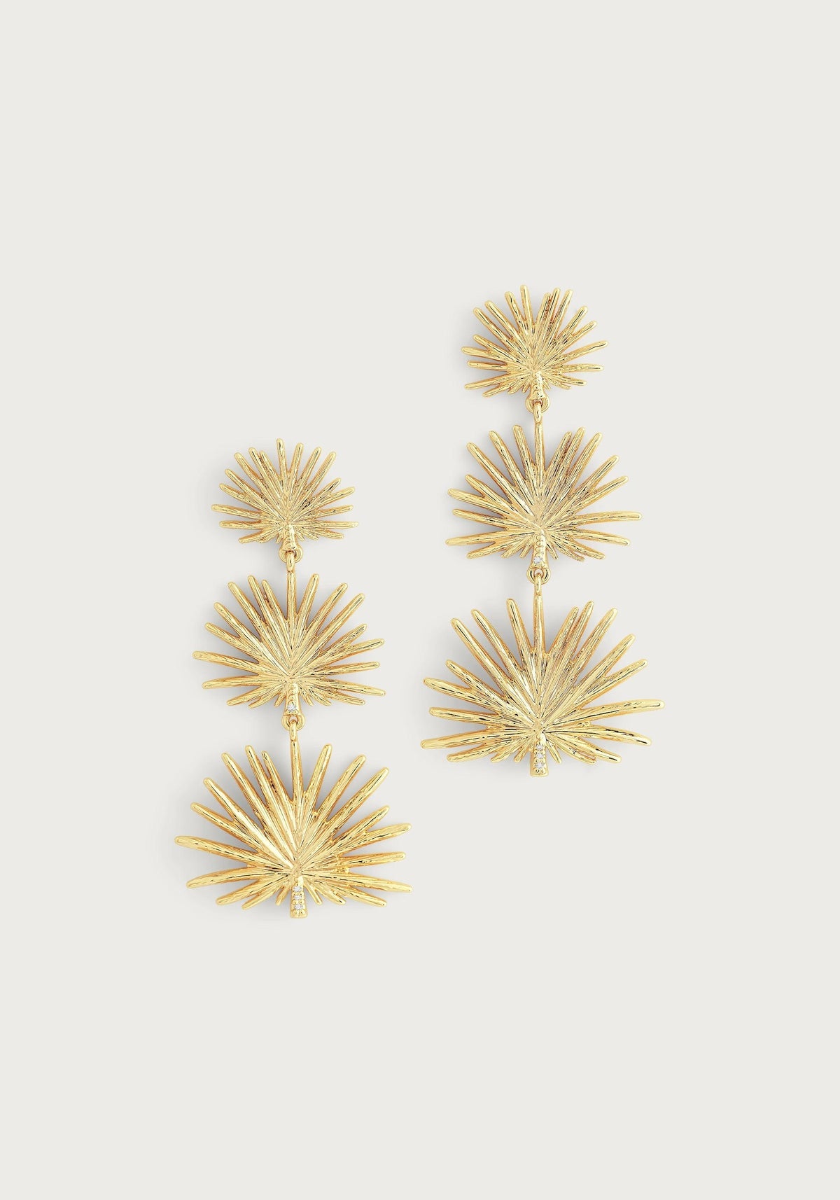 Small Triple Fan Palm Dangle Earrings