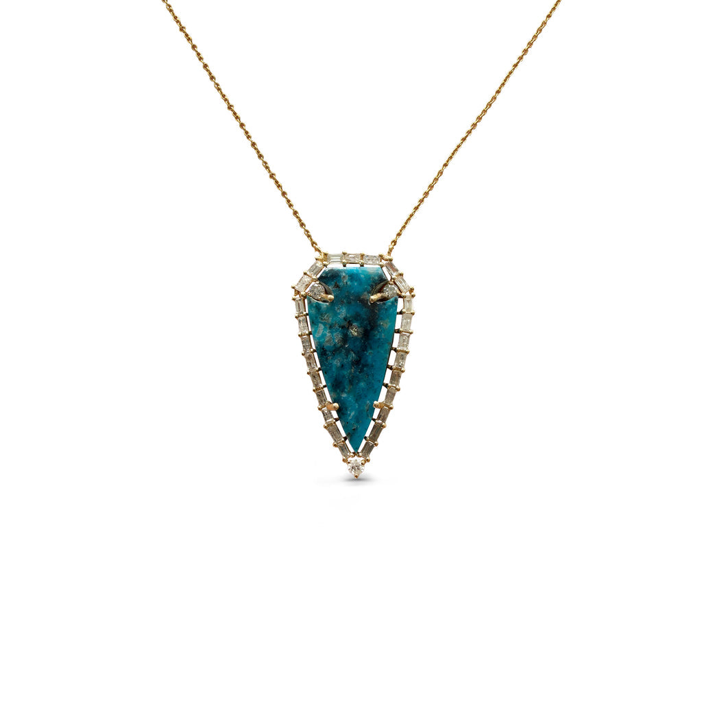 14K Turquoise Baguette Arrowhead Necklace