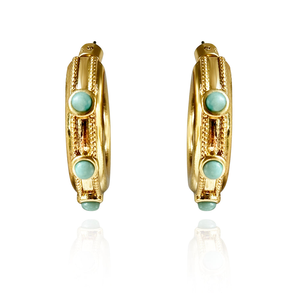 Turquoise Gold Hoops