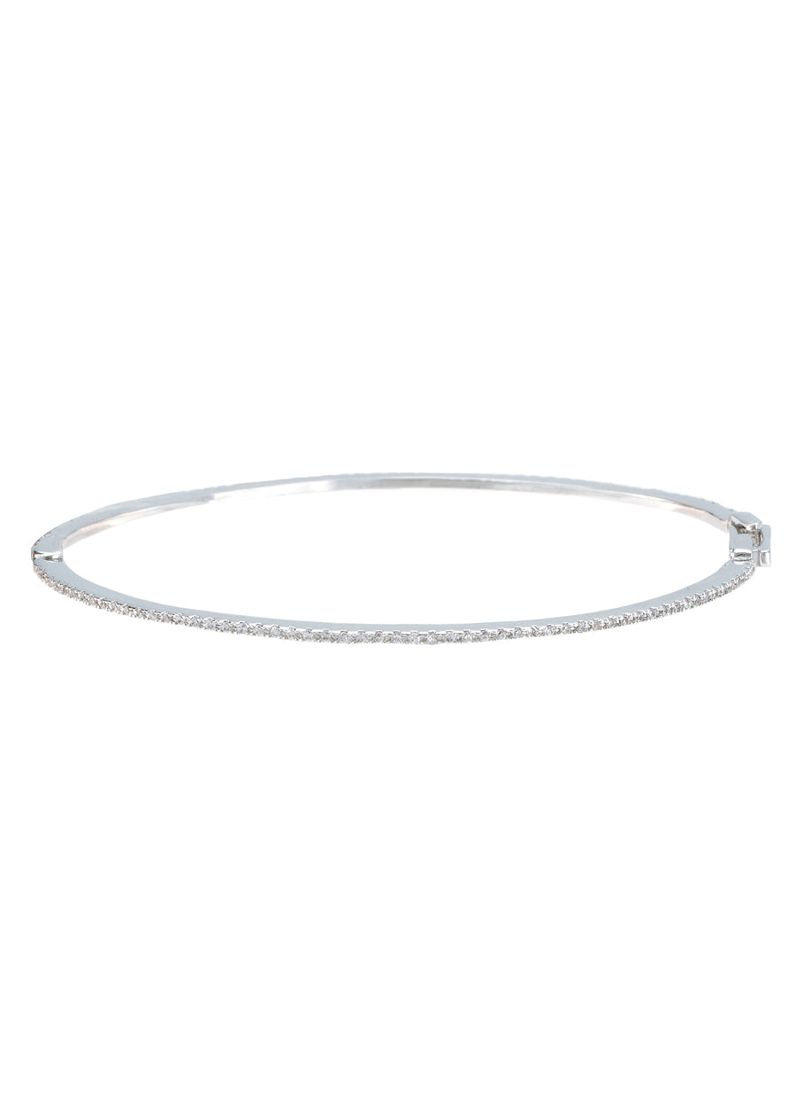 White Gold Ultra Thin Oval Bangle