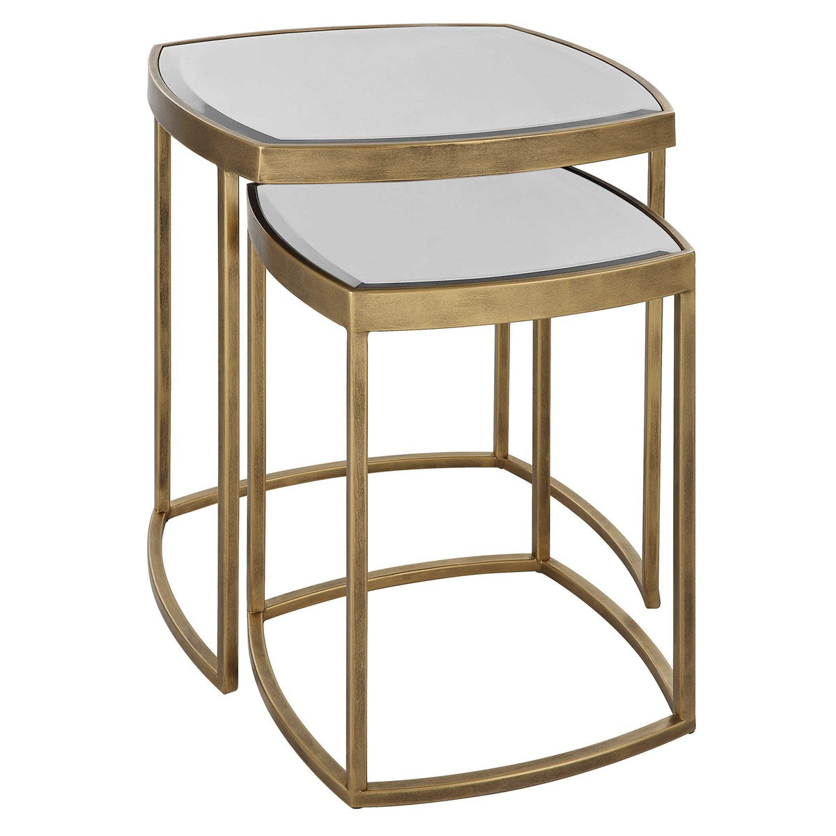 Gold & Beveled Mirror Nesting Tables