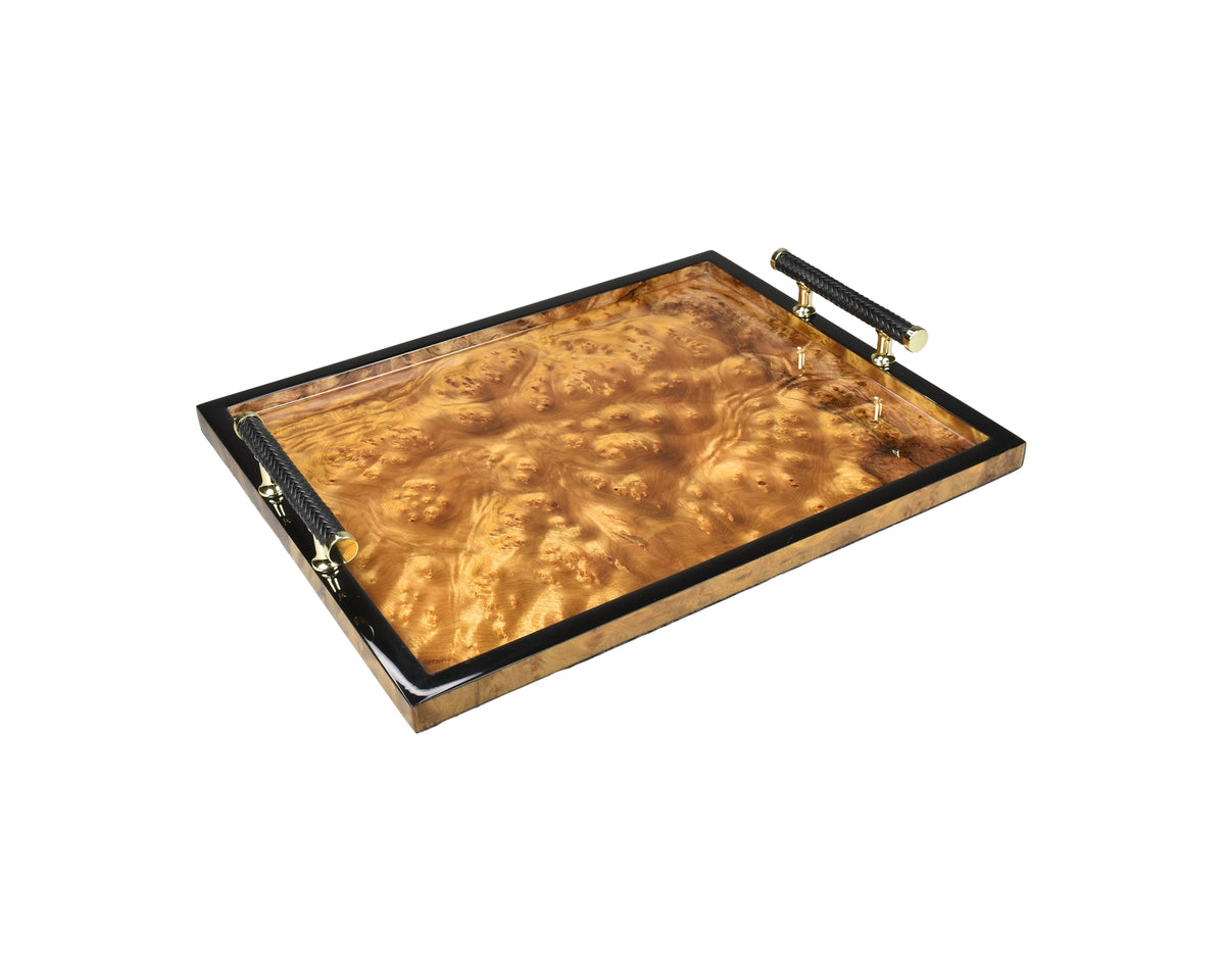 Walnut Burl with Handles Tray