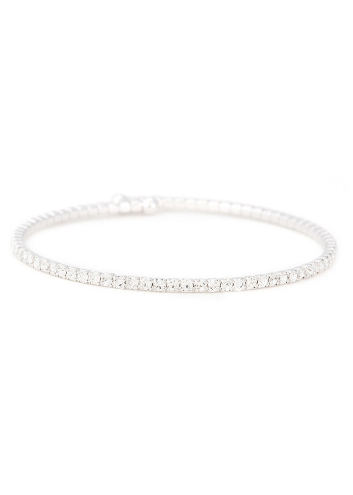 White Gold Clear CZ Bangle