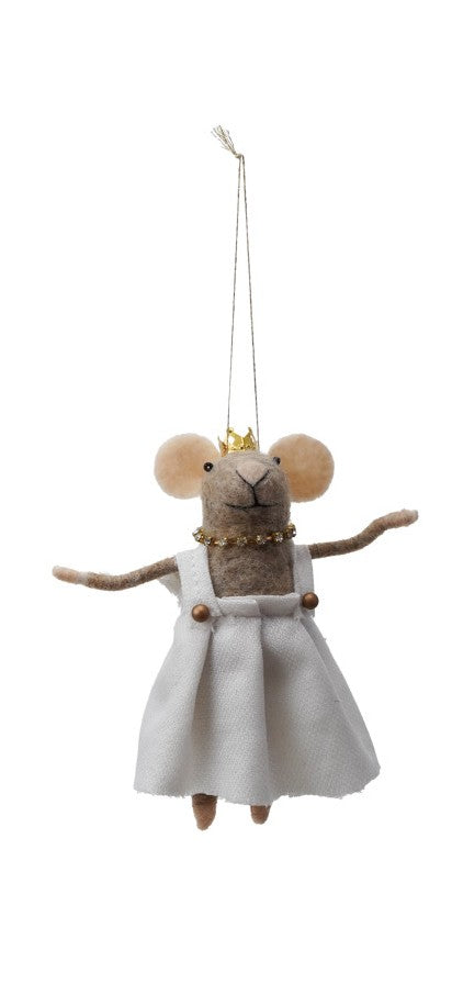 White Dress Felt Mouse Ornament