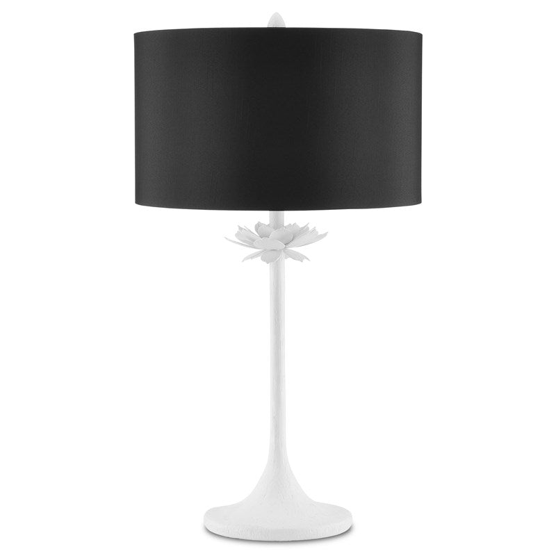 White Flower & Dark Shade Lamp