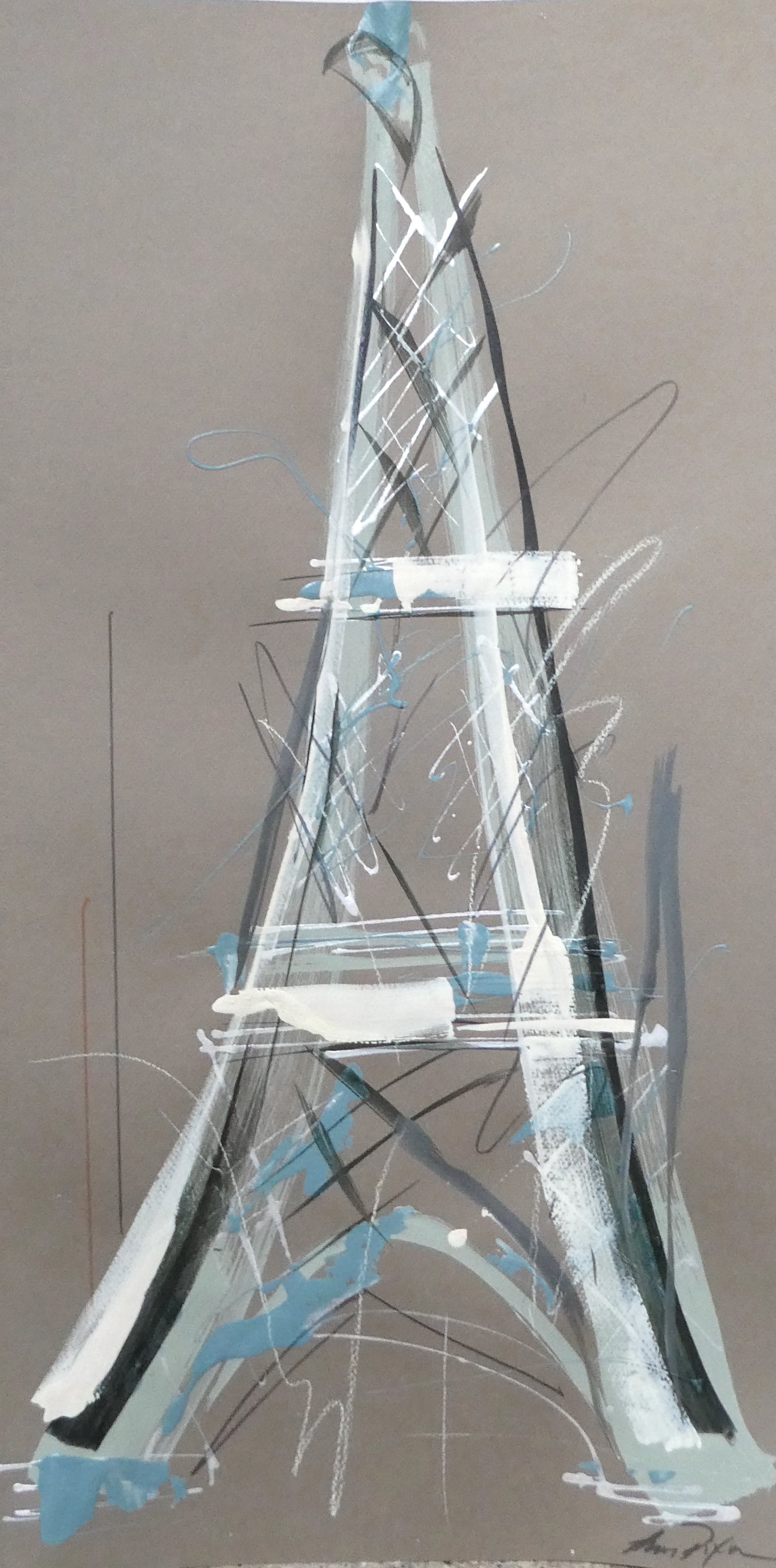 Amy Dixon - Eiffel Tower (taupe) (28 x 16)