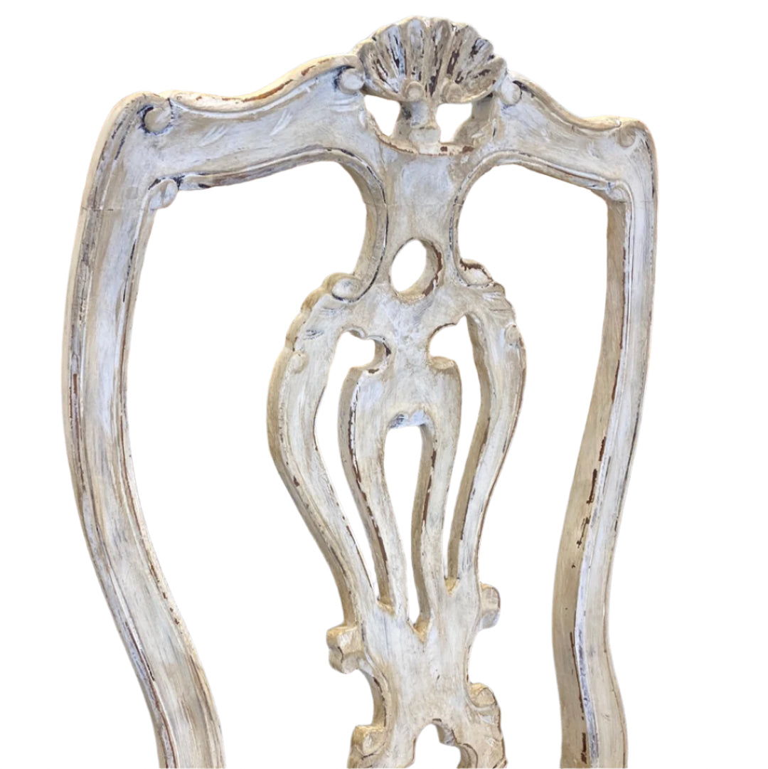 Pair of Chippendale Style Painted Chairs 42x18x15x18.5