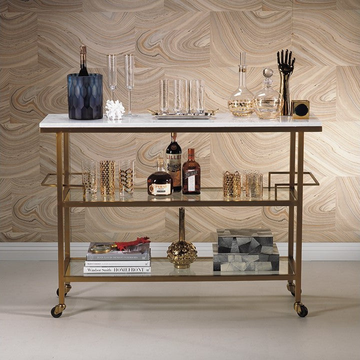 Brass and Marble Bar Cart