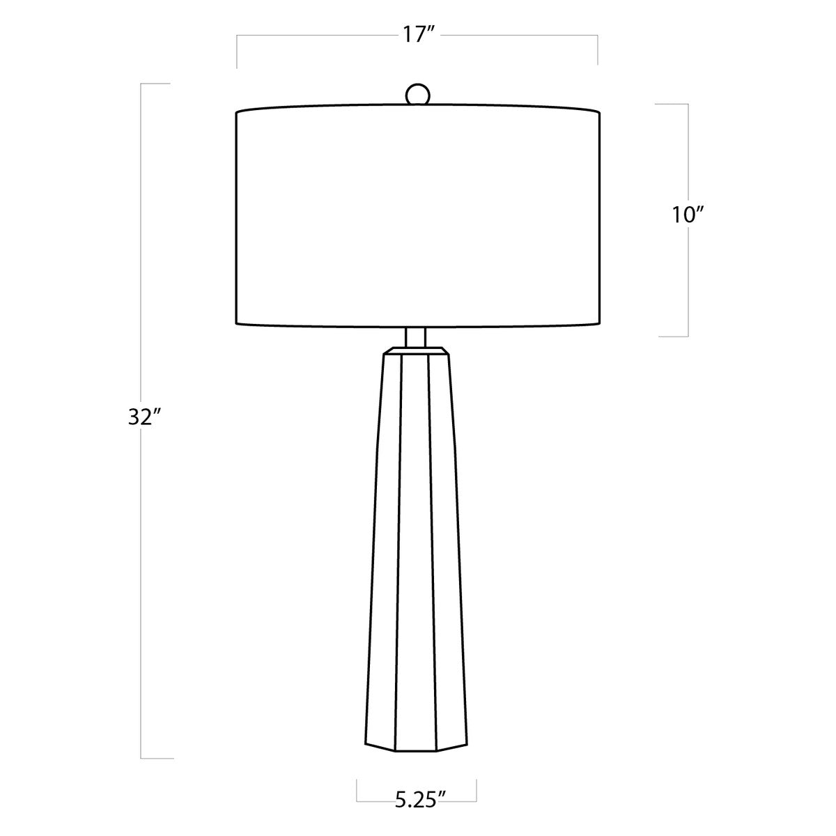 tapered hex crystal lamp dimensions