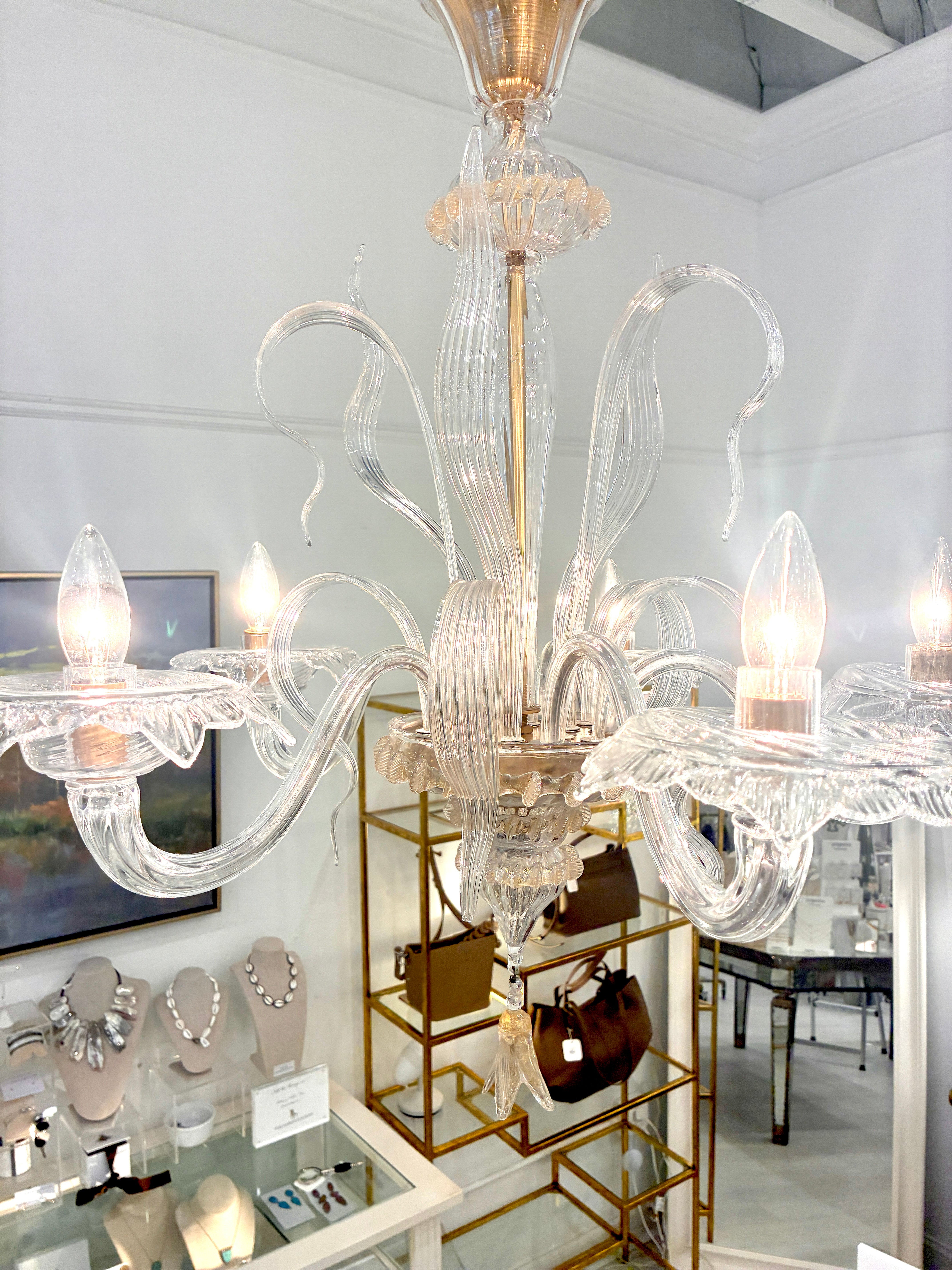 Vintage Murano Cristello-Style Glass Chandelier