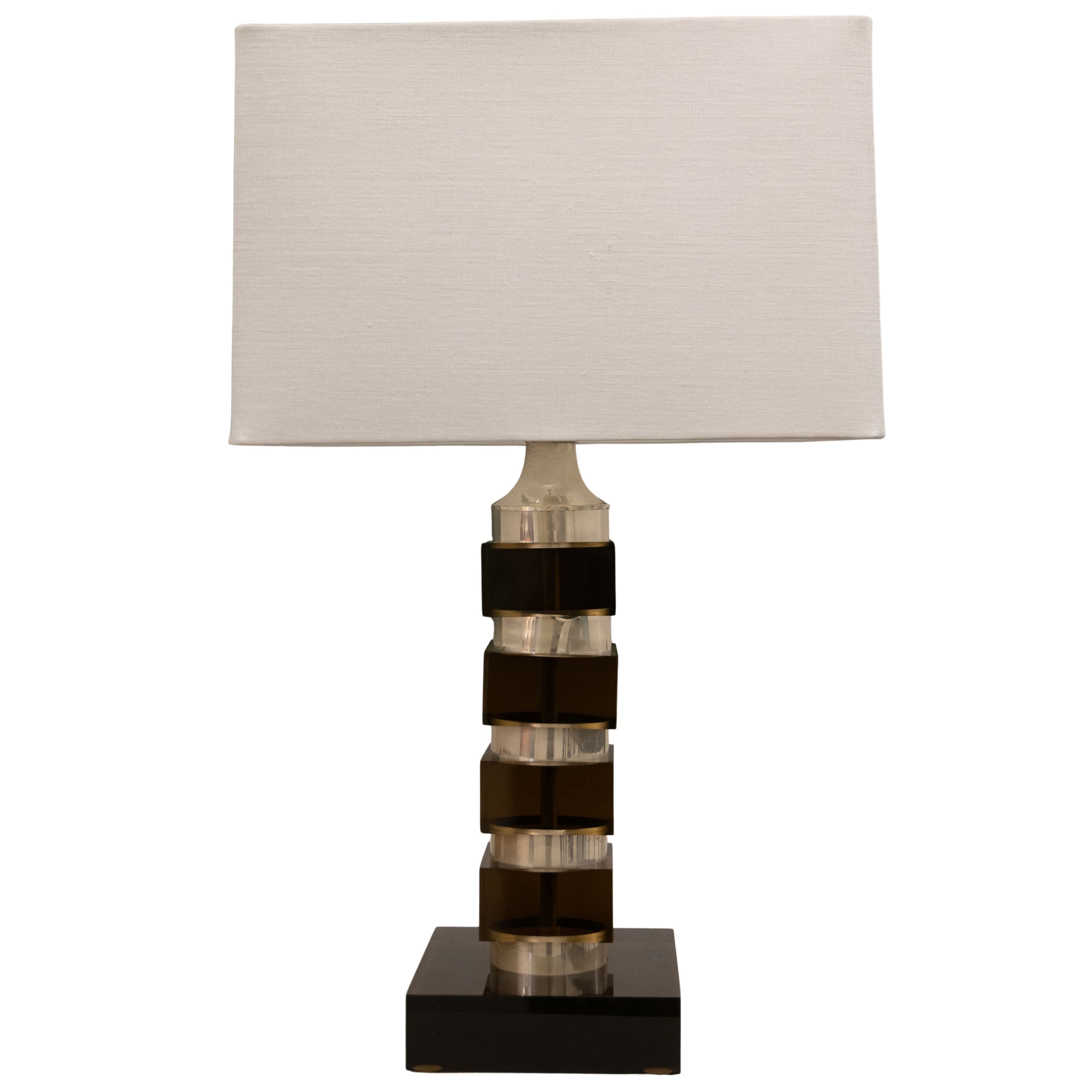 Vintage Olive-Colored Lucite Lamp from France