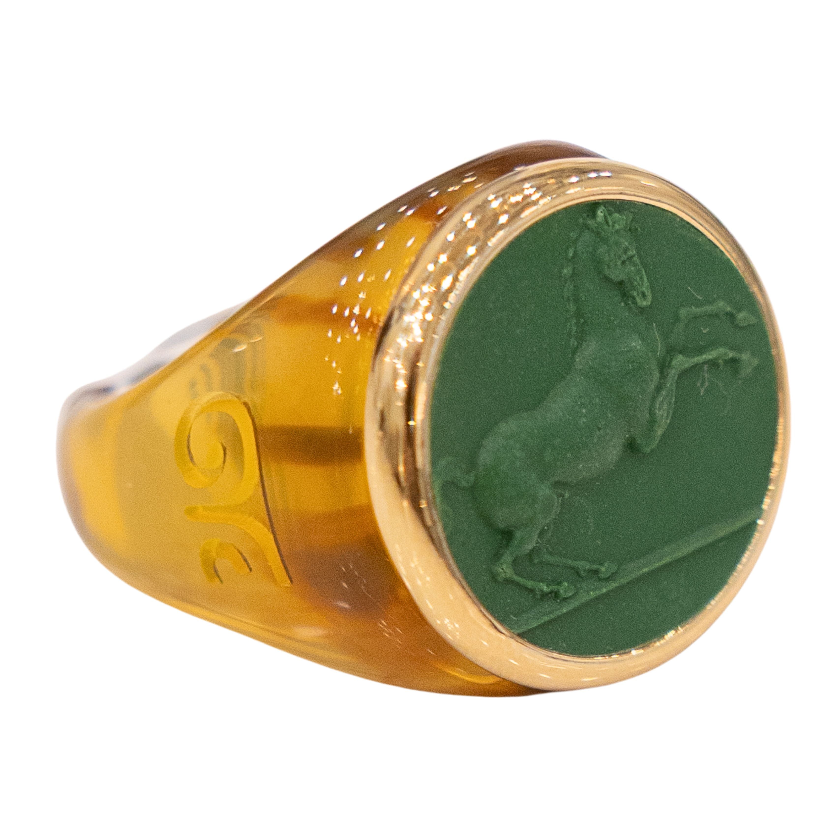 Green Horse Tortoise Ring Med