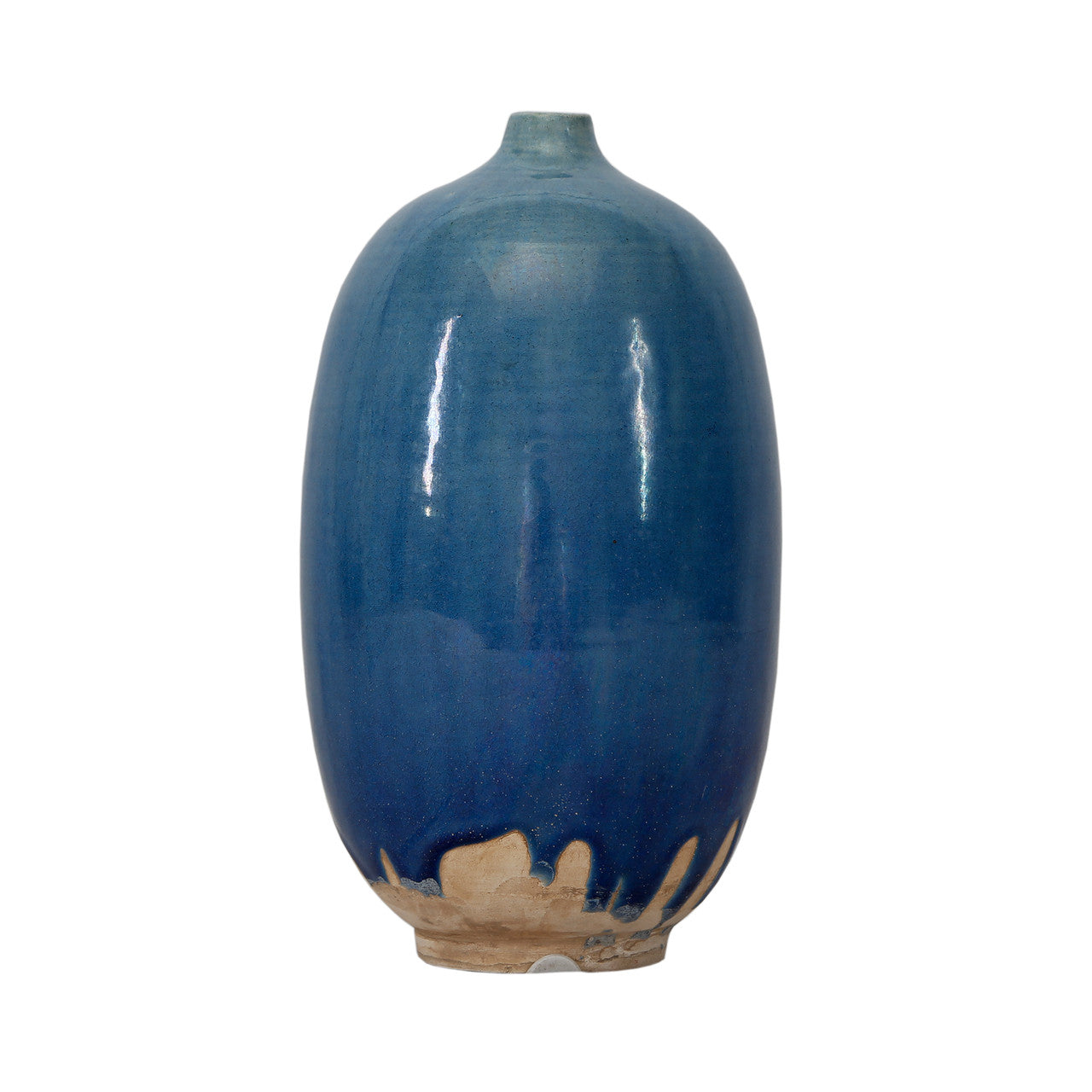 11" Blue Green Tall Vase with Small Opening