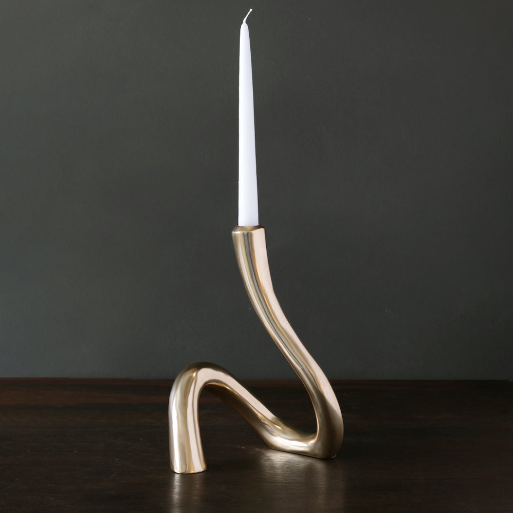 11" Gold Serpente Candlestick